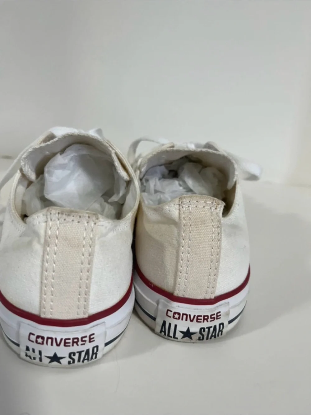 Converse White Canvas Low Top Sneakers with Red Trim 52 - Picture 5 of 7